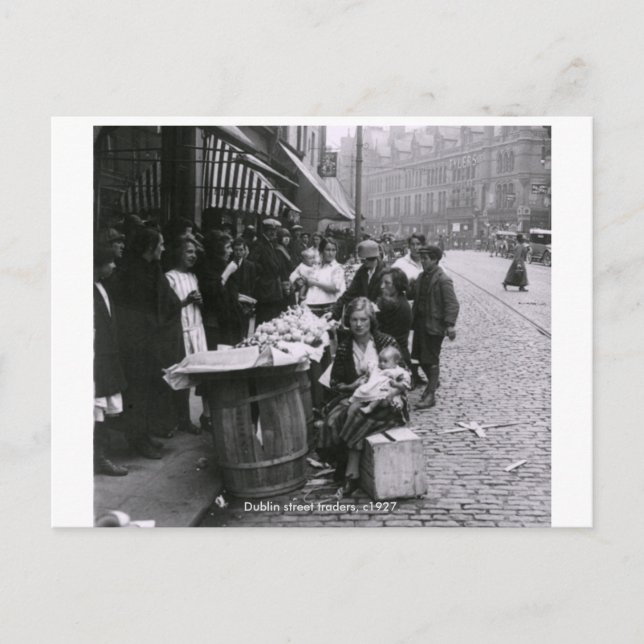 Carte Postale Irlande vintage, Dublin Street traders c1927 (Devant)