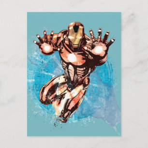 Carte Postale Iron Man Aquarelle Caractère Art