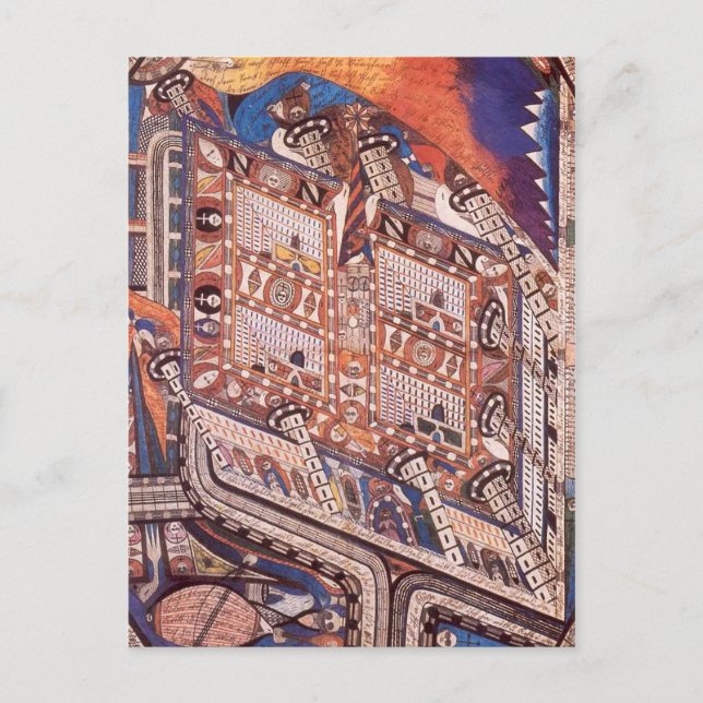 Carte Postale Irren-Anstalt Band-Hain par Adolf Wölfli (1910) (Devant)