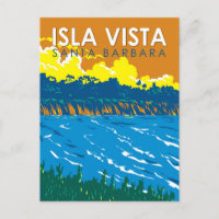 Isla Vista California Travel Art Vintage
