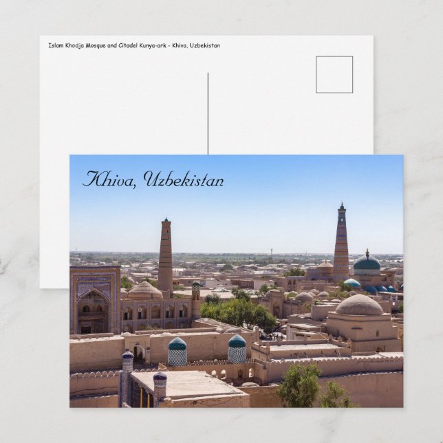 Carte Postale Islam Khodja Mosquée et Citadel Kunya-ark - Khiva (Devant / Derrière)