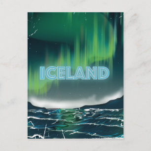 Carte Postale Islandais Northern Lights Travel Art