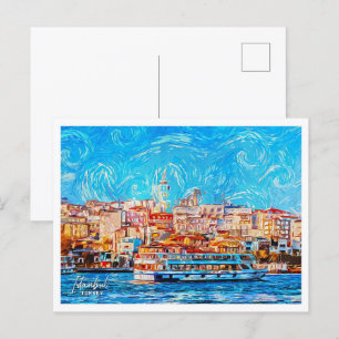 Carte Postale Istanbul Turquie magnifique peinture à l'huile pay