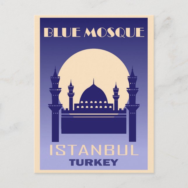 Carte Postale Istanbul Turquie Vintage Mosquée bleue Voyage (Devant)