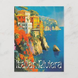 Carte Postale Italian Riviera Retro Voyage 