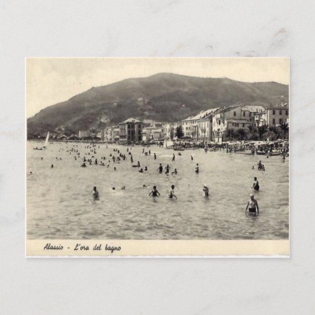 Carte Postale Italie, Alassio, Natation en Méditerranée (Devant)