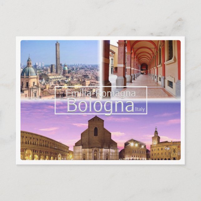 Carte Postale Italie, BOLOGNE, Piazza Maggiore, Deux Tours, (Devant)