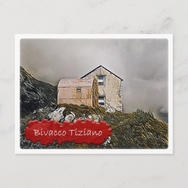 Carte Postale Italie cabane alpine Bivacco Tiziano Dolomiti - (Devant)