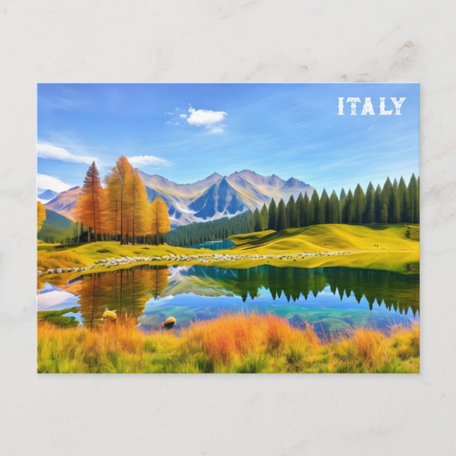 Carte Postale Italie Dolomite Alpes Aquarelle Voyage (Devant)