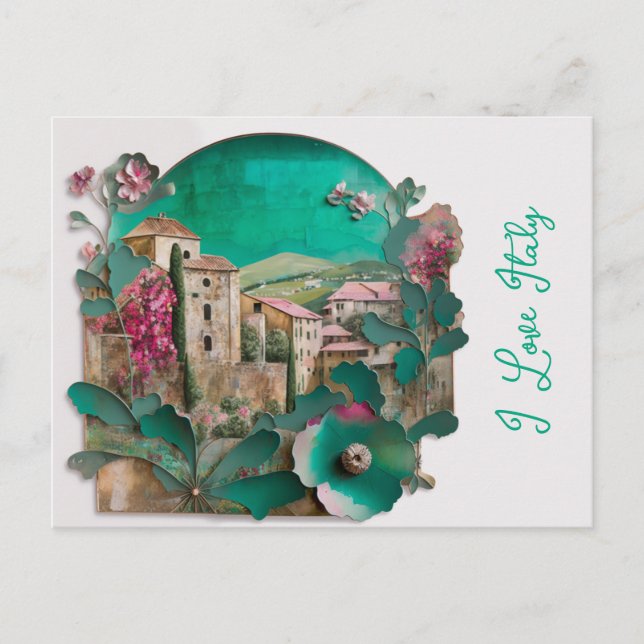 Carte Postale Italie florale rose (Devant)