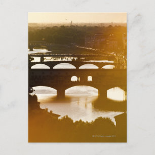 Carte Postale Italie, Florence, Ponte Vecchio et le fleuve Arno 