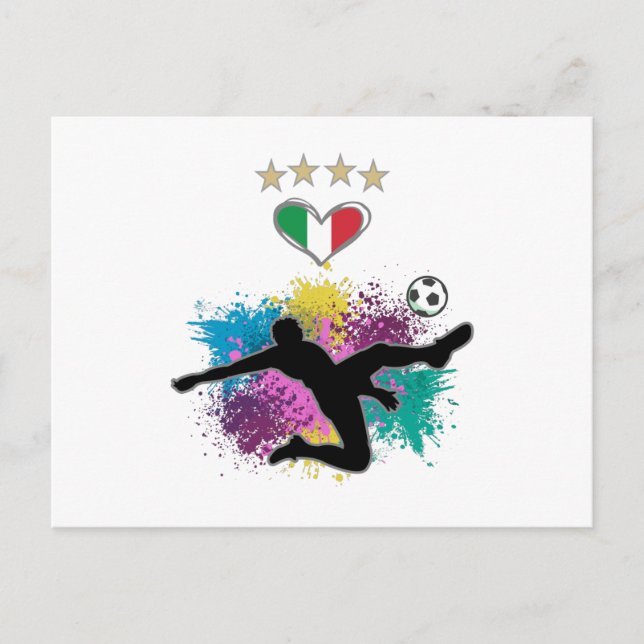 Carte Postale Italie Football Fan Chemise Drapeau de football (Devant)