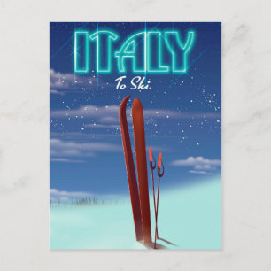 Carte Postale Italie 'Ice' Ski poster de voyage.