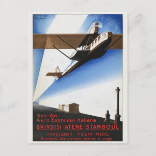 Carte Postale Italie Poster vintage aérien 1924