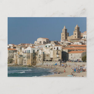 Carte Postale Italie, Sicile, Cefalu, Vue ville avec Duomo de