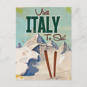 Carte Postale Italie Skiing Vintage poster de voyage