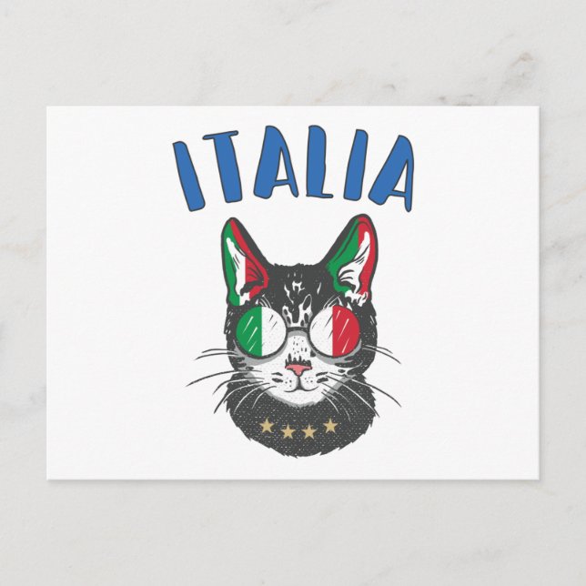 Carte Postale Italie Soccer Chat Mascotte drapeau italien (Devant)