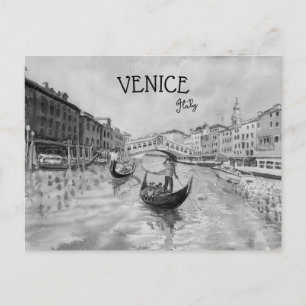 Carte Postale Italie Travel - VENICE souvenir noir et blanc