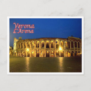 Carte Postale Italie - Vénétie - Vérone - Arène de nuit -