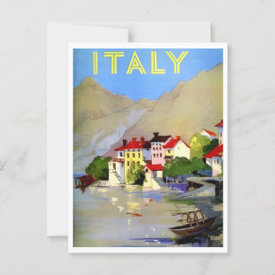 Carte Postale Italie Village côtier Scène Vintage Inspiré