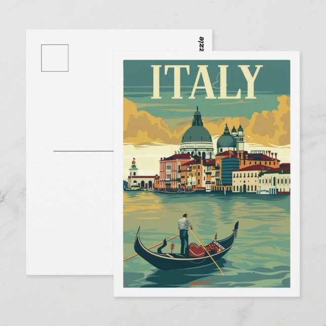 Carte Postale Italie Vintage Lieu de voyage célèbre (Devant / Derrière)