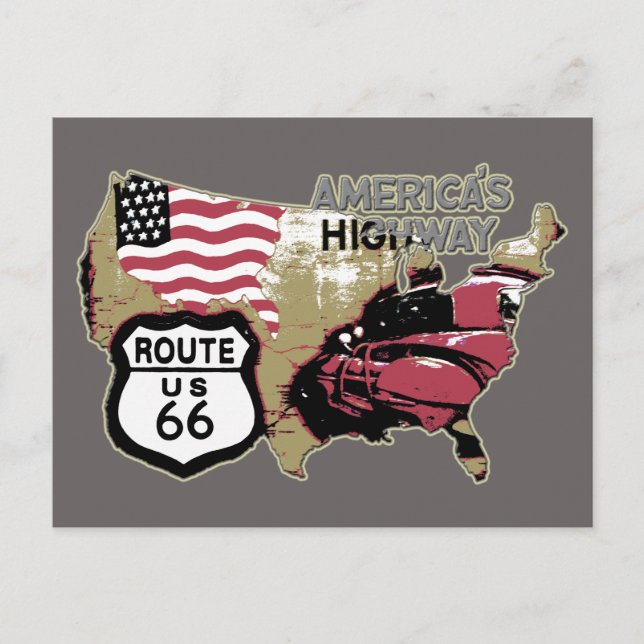 Carte Postale Itinéraire vintage USA 66 (Devant)