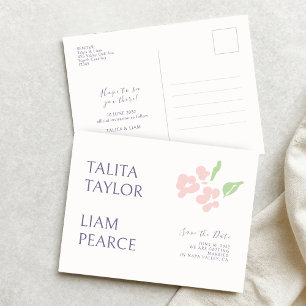 Carte Postale Ivoire Mariage Floral Minimaliste Moderne