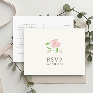 Carte Postale Ivory & White   Réponse RSVP de mariage chic