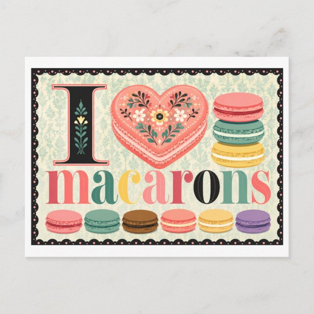 Carte Postale "J'[Aime] les Macarons" (Devant)