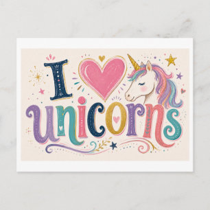 Carte Postale "J'[Aime] Licornes"