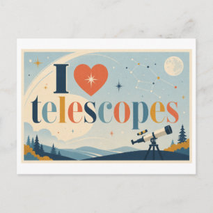 Carte Postale "J'[Aime] Téléscopes"