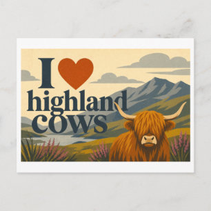 Carte Postale "J'[Cœur] les vaches highland"