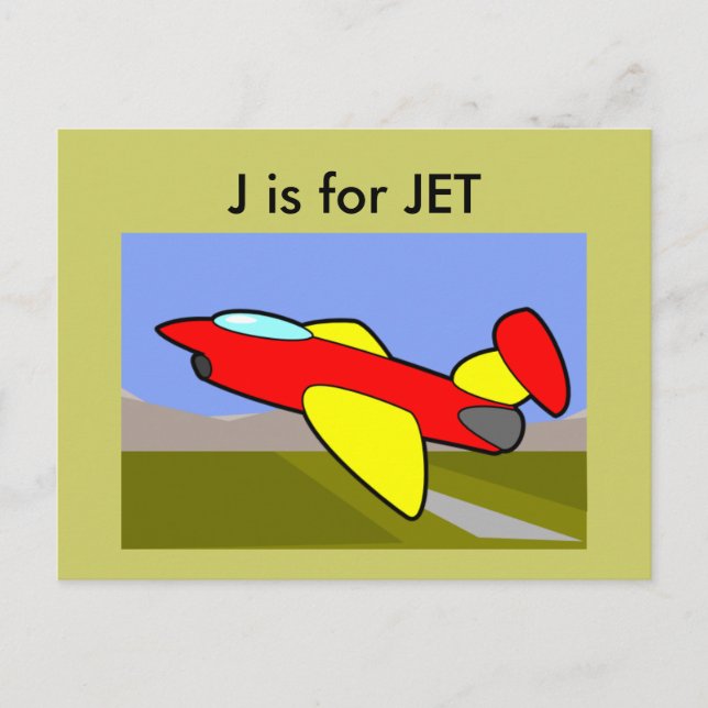 Carte Postale "J" est pour Jet Alphabet Flashcard (Devant)