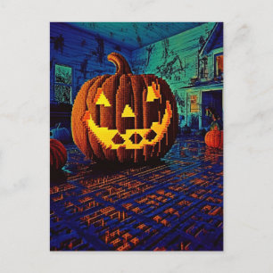 Carte Postale Jack-o'-lantern éffrayant de 8 bits