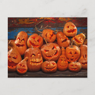 Carte Postale Jack-o'-lantern effrayant Halloween Citrouilles 2