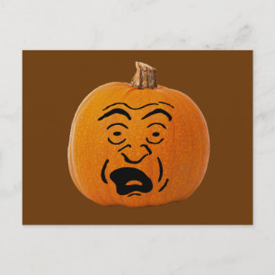 Carte Postale Jack o' Lantern face effrayé, Citrouille d'Hallowe