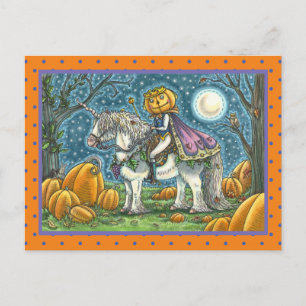 CARTE POSTALE JACK-O'-LANTERN PRINCE SUR SON UNICORN MAGIQUE