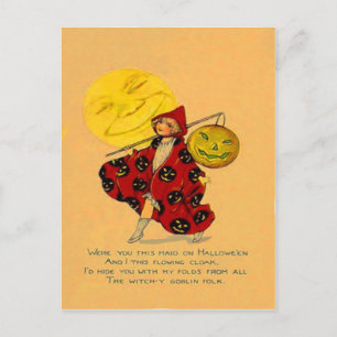 Carte Postale Jack-o'-lantern Un Citrouille Dans La Fille De La 