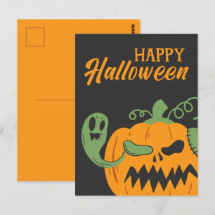 Carte Postale Jack-o-lanterne et os Halloween Éffrayant
