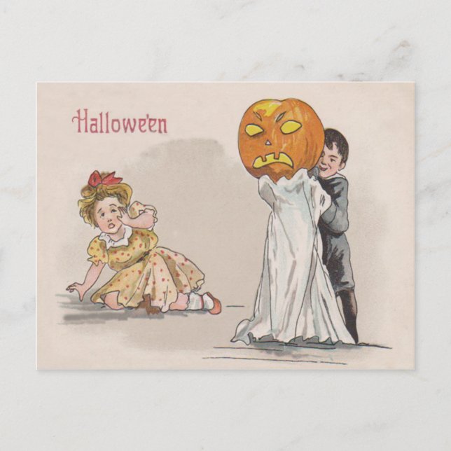 Carte Postale Jack O'Lantern Citrouille Ghost Trick Ou Treat (Devant)