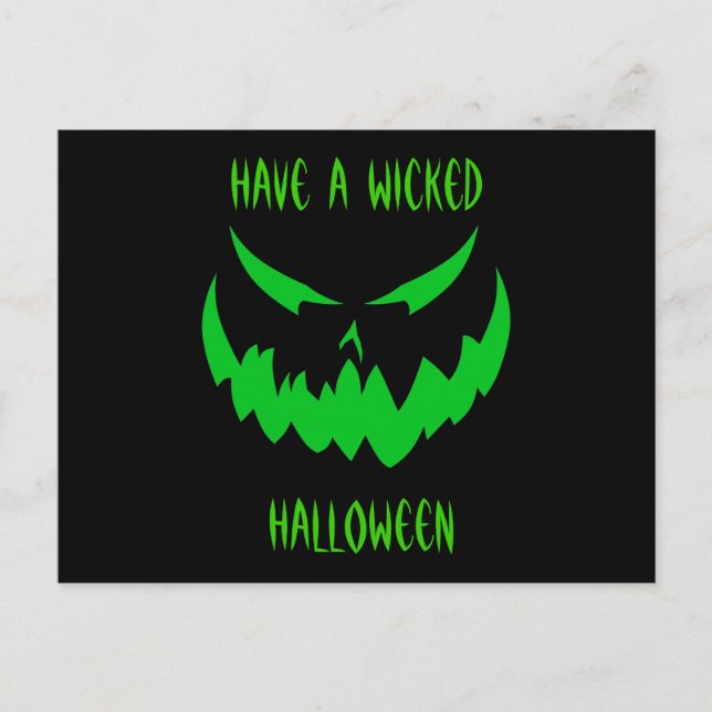 Carte Postale Jack-O'Lantern Face II, Vert (Devant)