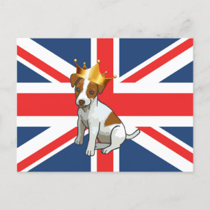 Carte Postale Jack Russell mignon portant une couronne et Union 