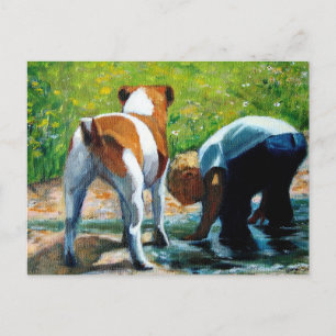 CARTE POSTALE JACK RUSSELL TERRIER ET GARÇON : ART