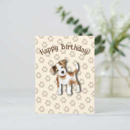Carte Postale Jack Russell Terrier Joyeux anniversaire modifiabl