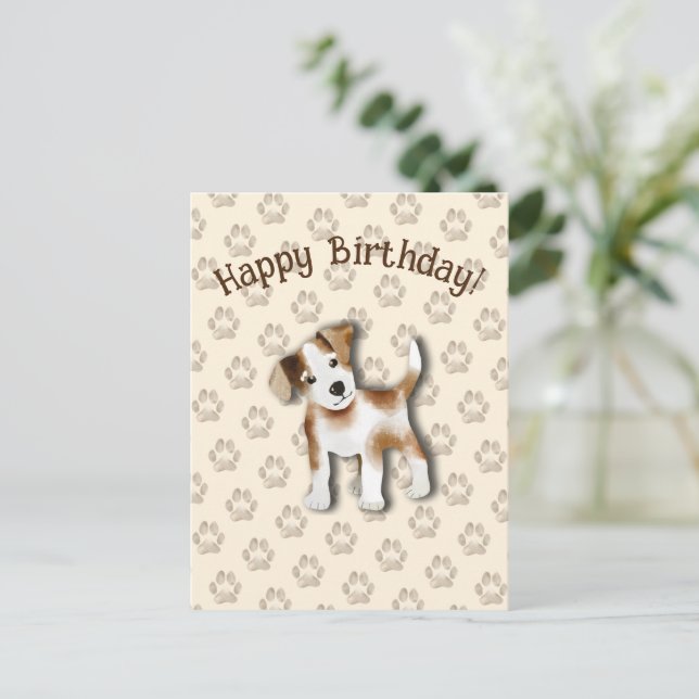 Carte Postale Jack Russell Terrier Joyeux anniversaire modifiabl (Debout devant)