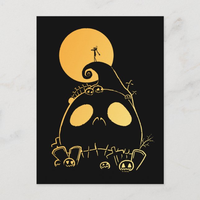 Carte Postale Jack Skellington sur la colline en spirale à thème (Devant)