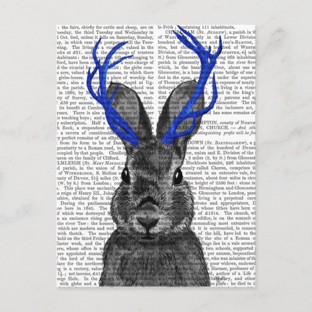 Carte Postale Jackalope aux bois bleus (Devant)