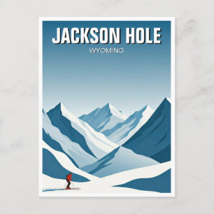 Carte Postale Jackson Hole Skiing Skier Travel