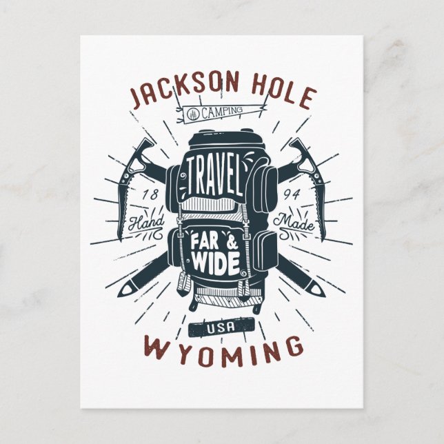 Carte Postale Jackson Hole Wyoming Sac À Dos Gear Retro Travel (Devant)