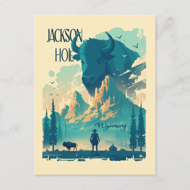 Carte Postale Jackson Hole Wyoming Vintage  (Devant)